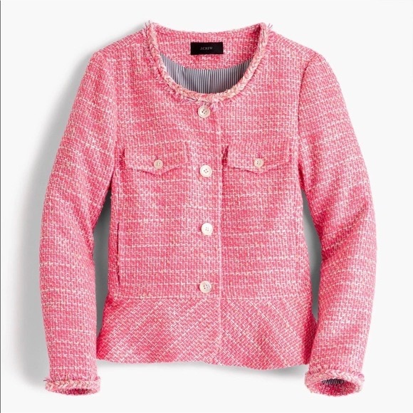 J CREW Peplum Lady Jacket in Neon Fuchsia Tweed - Picture 2 of 4